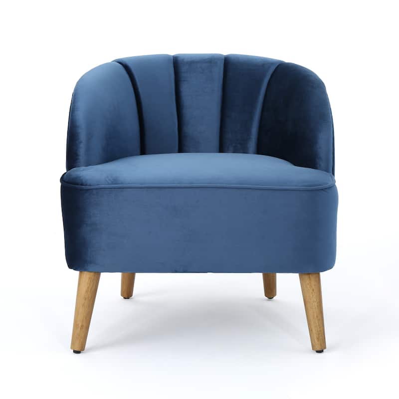 Antique Navy Blue Modern 27.5" Upholstered Club Chair with Rubber Wood Legs for Living Room