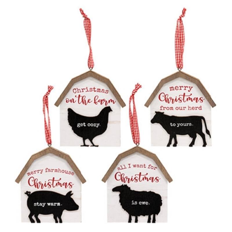 Our Herd to Yours Wooden Barn Ornament - 4 Asstd. - Multi
