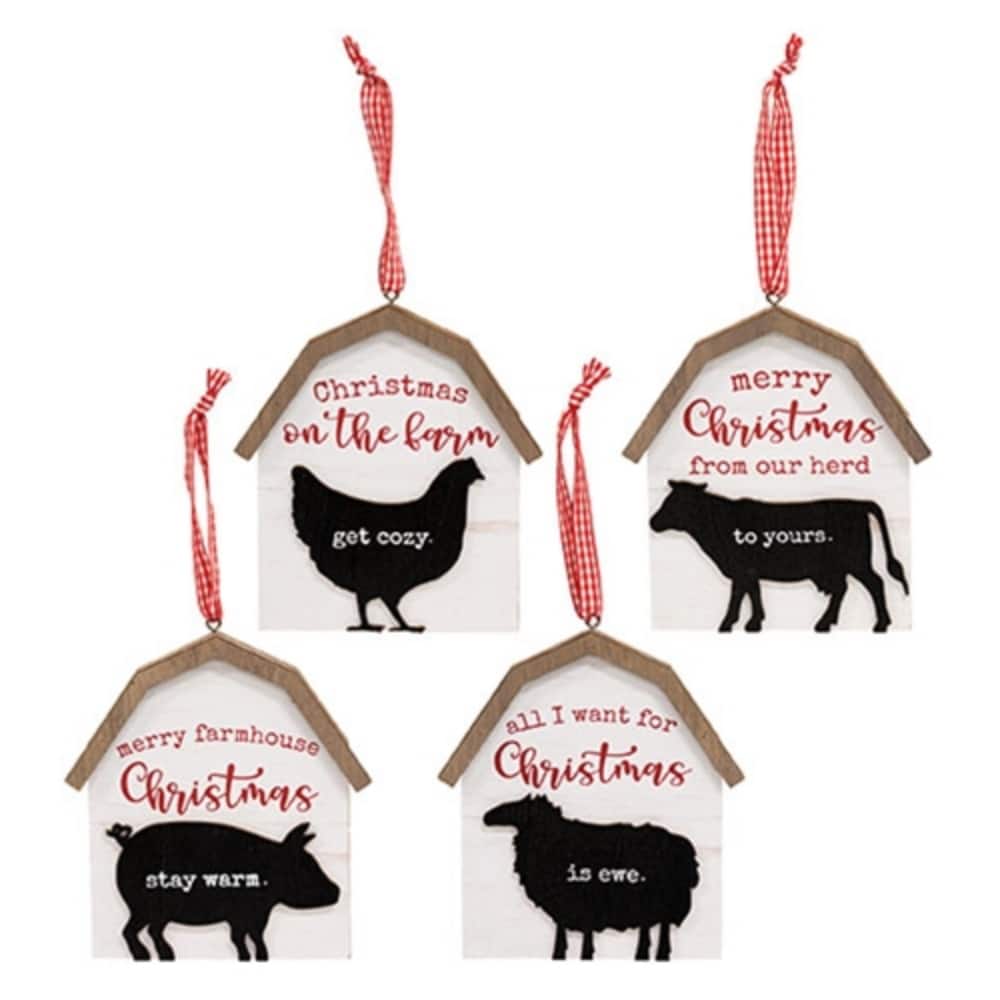 Our Herd to Yours Wooden Barn Ornament - 4 Asstd.