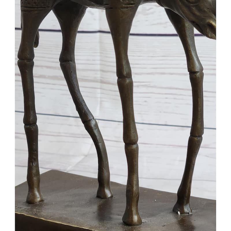 Salvador Dali Cosmic Rhinoceros Surreal Rhino Bronze Sculpture Statue On Marble Base