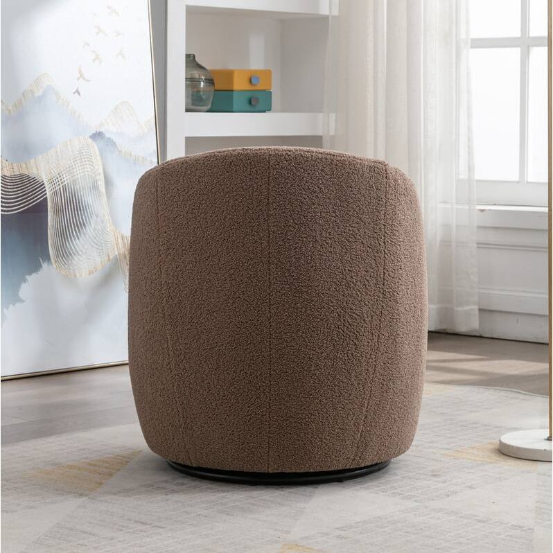 Swivel Barrel Chair,Teddy Fabric Upholstered Modern Round Accent Arm Chairs