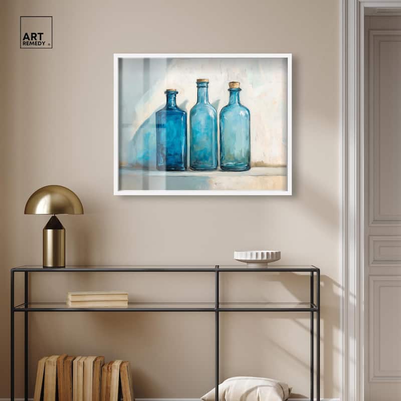 Three Blue Bottles Shadowbox by Art Remedy