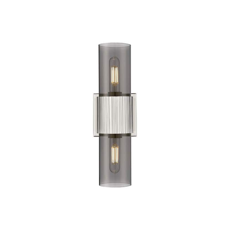 Innovations Lighting 428-2WL-15-4 Bolivar Vanity Bolivar 2 Light 4" - Satin Nickel / Plated Smoke