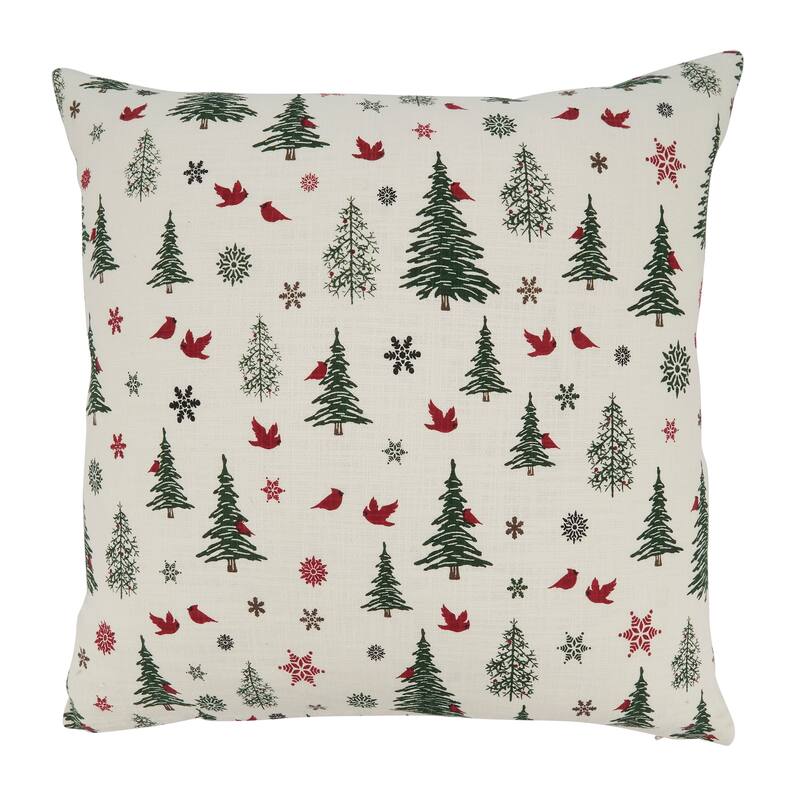 Yuletide Charm Christmas Trees Throw Pillow - Cover Only - 20"x20"