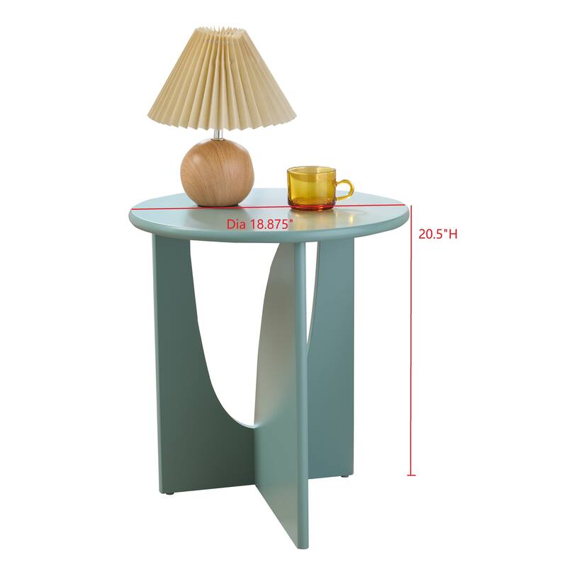 Theo Round Wood Side Table with Sculptural U-Shaped Base