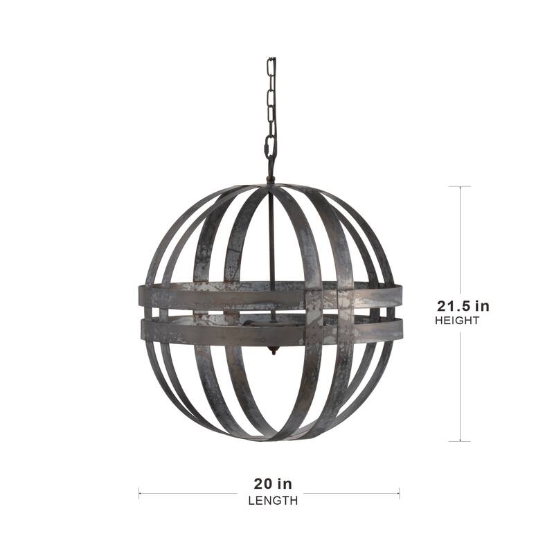 Globe Chandelier, Gray Stairway Ceiling Lighting, Hanging Ceiling Light Fixture with Adjustable Chain for Mudroom