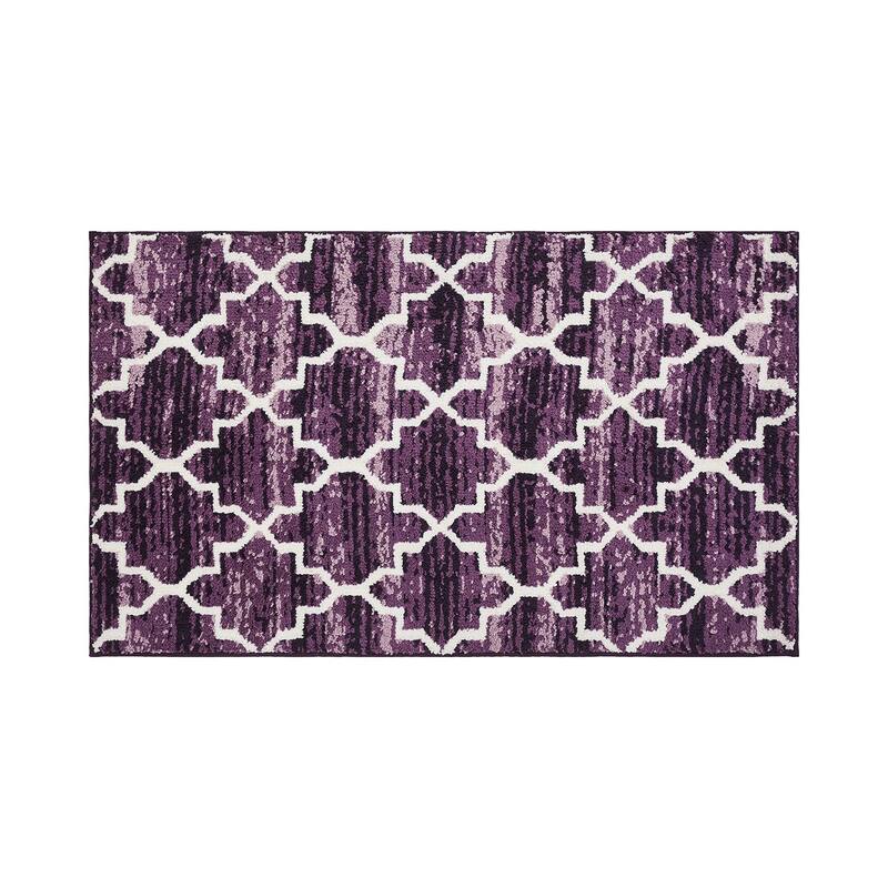 Better Trends Savio Collection Marrakesh Bathroom Rug - 100% Micro Polyester with Gel Foam Backing, Machine Washable Bath Mat