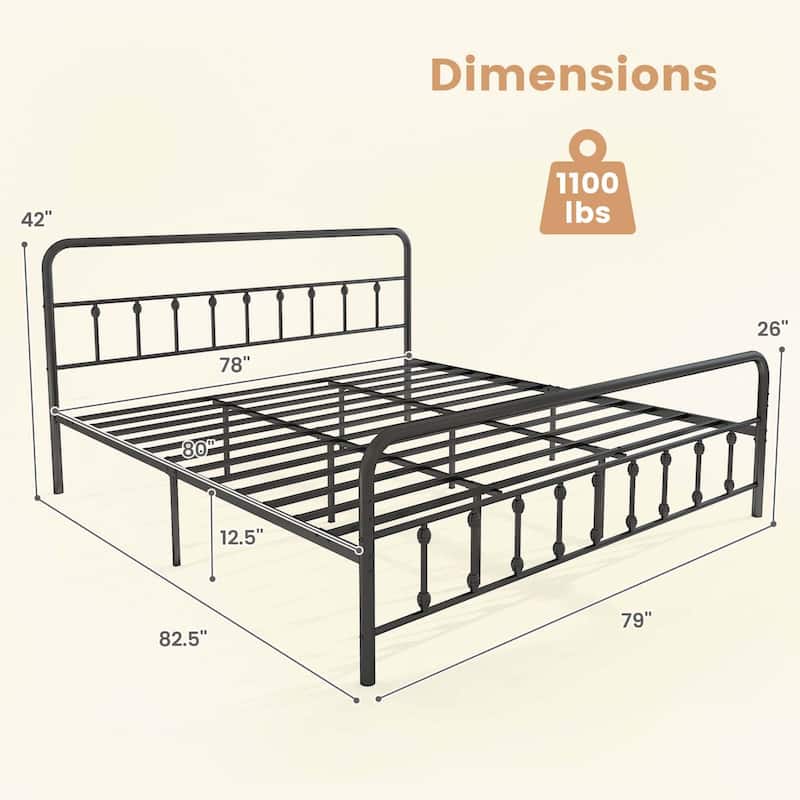 Costway Full/Queen/King Size Bed Frame with Headboard Under Bed