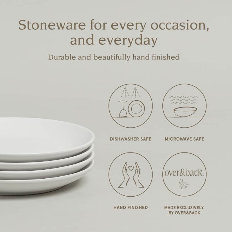 over&back Coupe Semi-Matte Stoneware Appetizer Plates, Set of 4