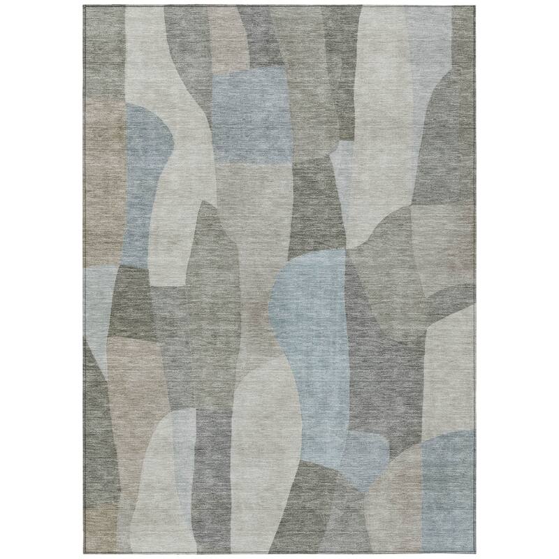 Machine Washable Indoor/ Outdoor Contemporary Layers Chantille Rug