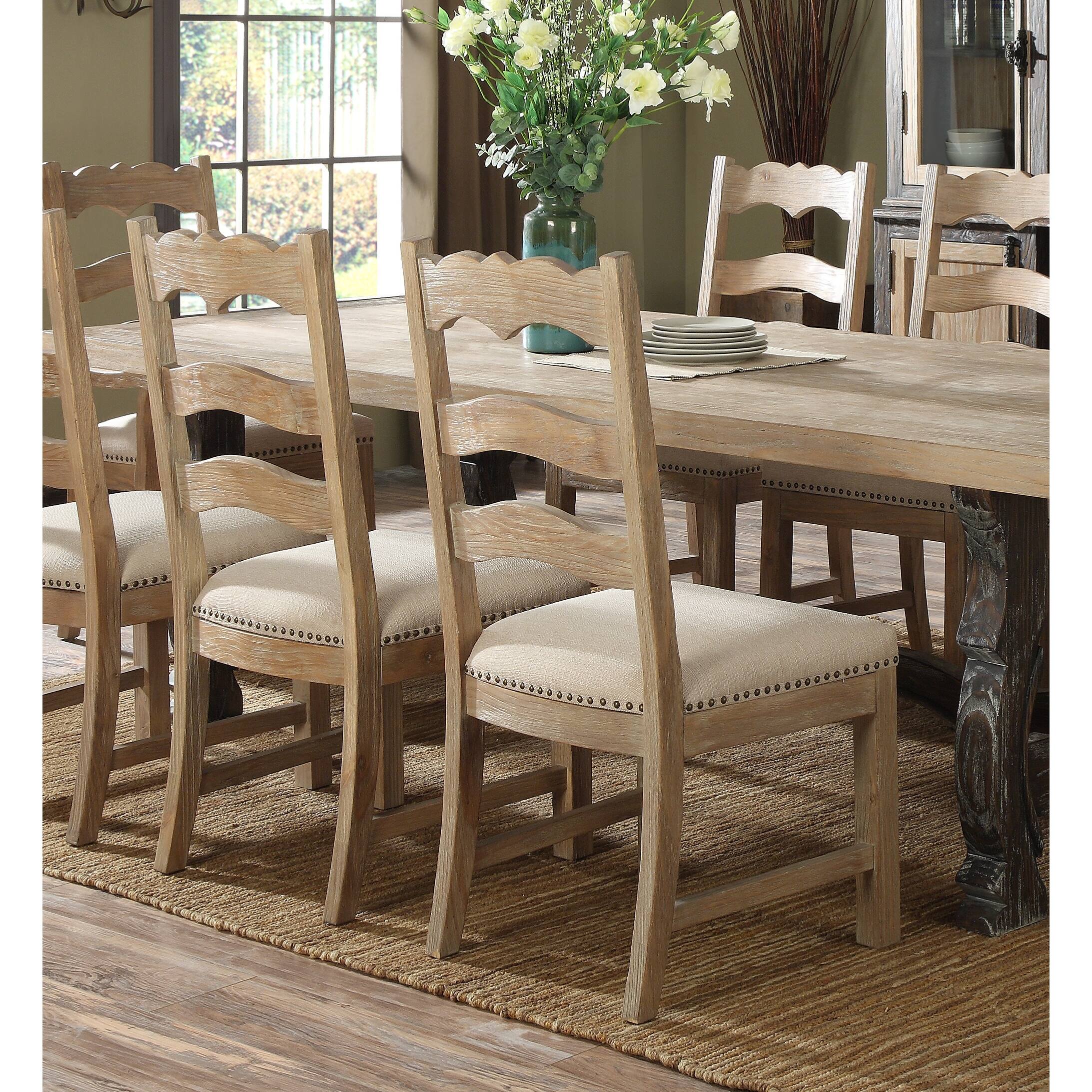 Shop The Gray Barn Malvern Hill Rustic Pine And Beige Dining Chair With Upholstered Seat Set Of 2 Overstock 25751655