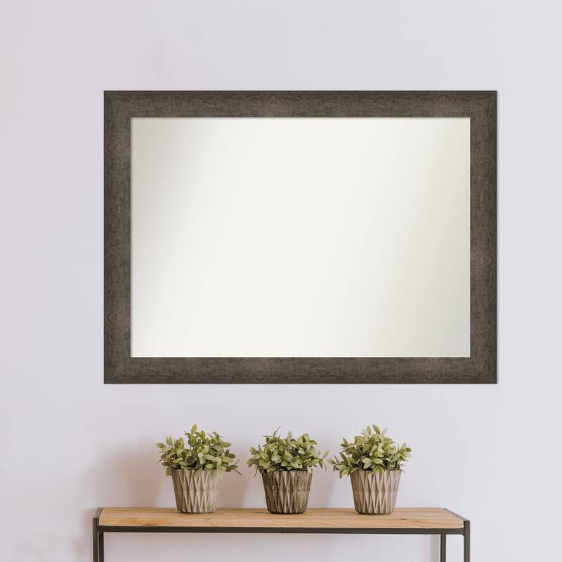 Dappled Non-Beveled Wood Framed Wall Mirror
