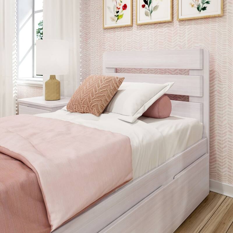Max and Lily Farmhouse Twin Bed with Plank Headboard and Trundle