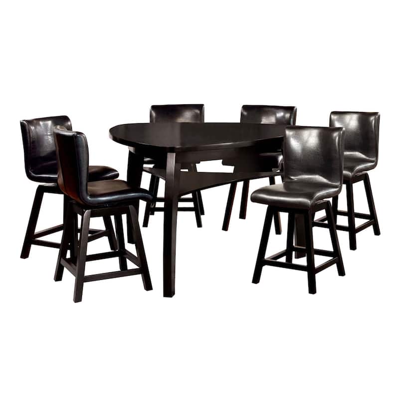 Hace Modern Black Solid Wood 7-Piece Counter Height Table Set by Furniture of America - Black
