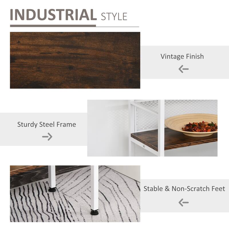 HomCom 3-Tier Industrial Style Storage Metal Wooden Shelf with a Robust Multi-Functional Design & Adjustable Feet