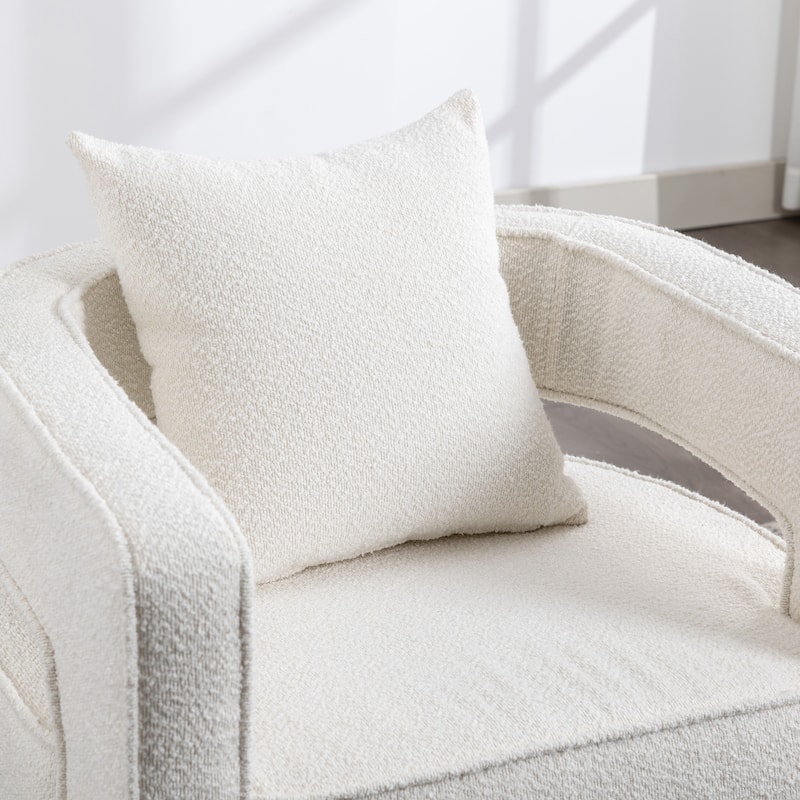 29"W Boucle Upholstered Swivel Armchair Single Sofa
