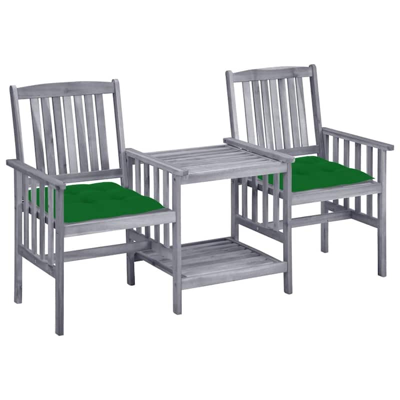 vidaXL Patio Bistro Set Table and Chairs Conversation Set Solid Acacia Wood - 62.6" x 24" x 36.2" - Green