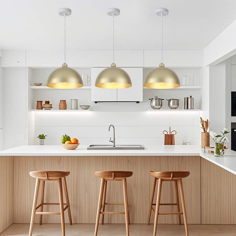 1 - Light 11.8" W Single Dome Pendant for Kitchen Island Dining Room (Set of 3) - W 11.81 in