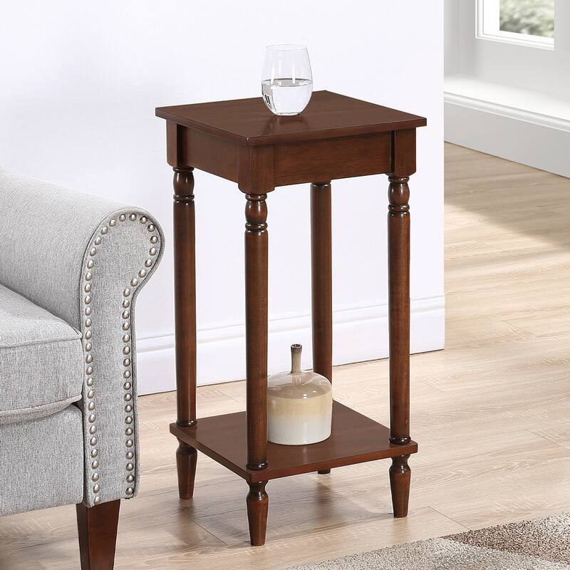 End Table with Shelf, Traditional 2 Tier Accent Side Table with Sculpted Legs for Living Room or Bedside Use - 14