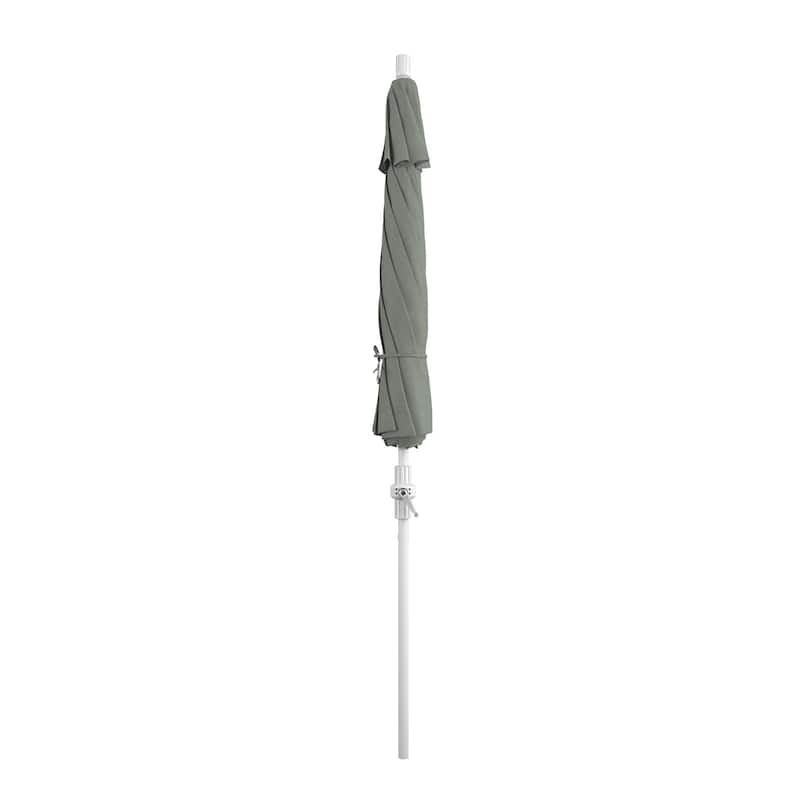 California Umbrella 9' Rd.Crank Lift, Collar Tilt, Aluminum Pole, Fiberglass Rib Patio Umbrella, White Finish, Sunbrella Fabric