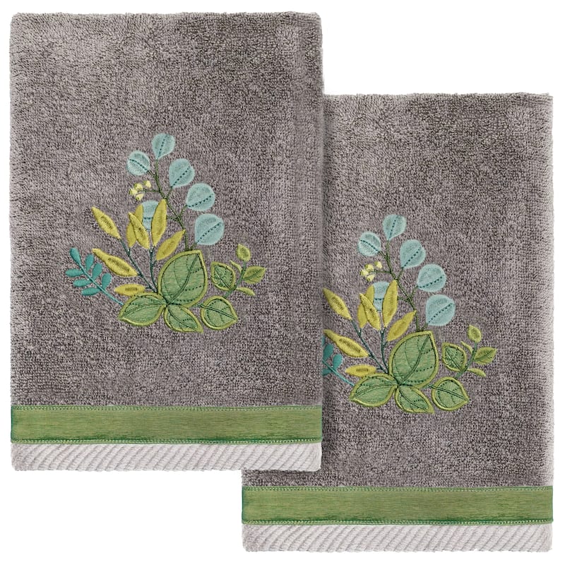 Authentic Hotel and Spa Turkish Cotton Botanica 2 PC Hand Towel Set - Charcoal