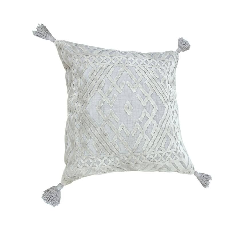 20" Silver Gray Textured Diamond Medallion Square Throw Pillow