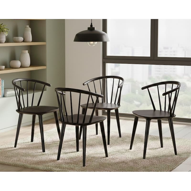 Simple Living Florence Modern Farmhouse Solid Wood Dining Chair (Set of 4) - Set of 4 - Black