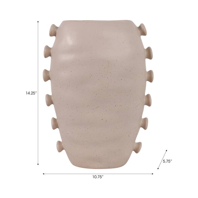 Stoneware Vase Statement-Making Tall Unique Side Detailing Home Decor