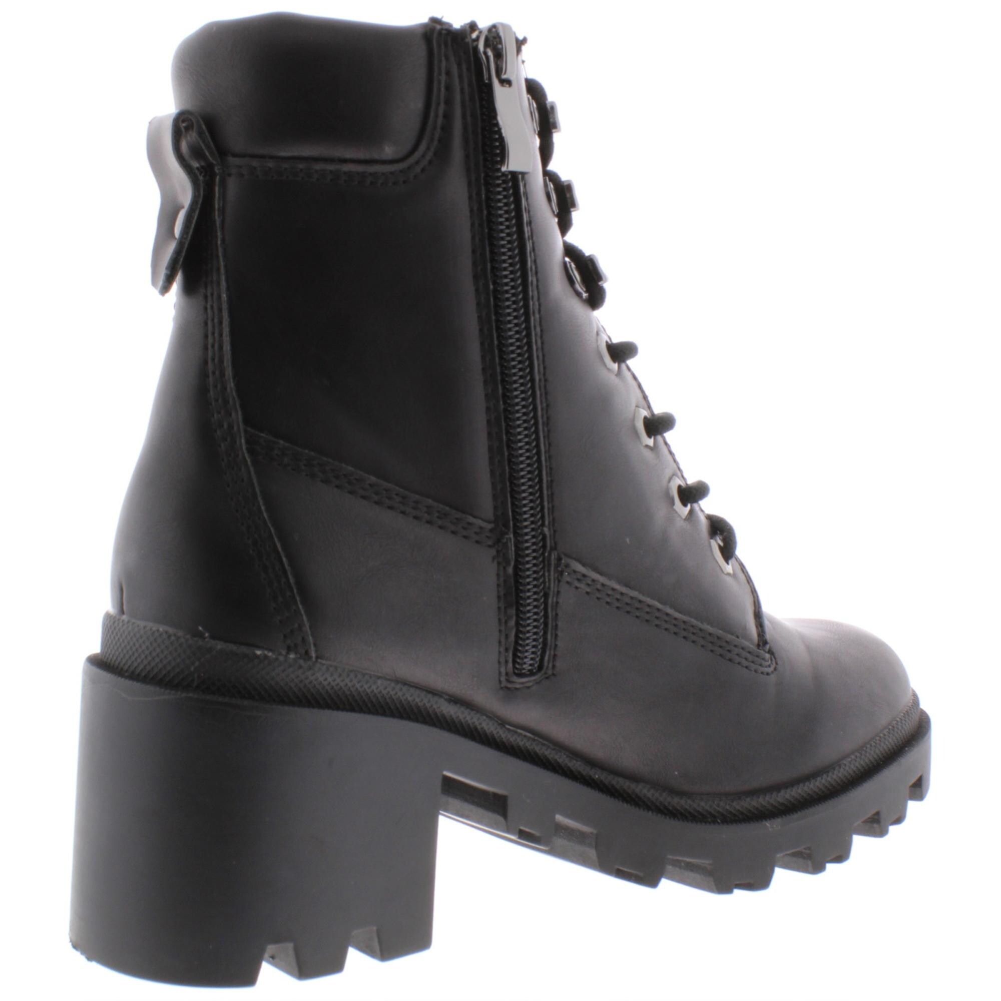 Madden Womens Dillan Combat Boots Faux Leather Heels - - 31648355