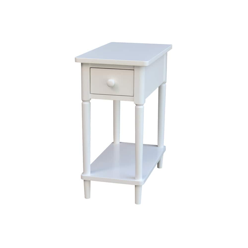 Narrow Solid Wood Side Table with Drawer