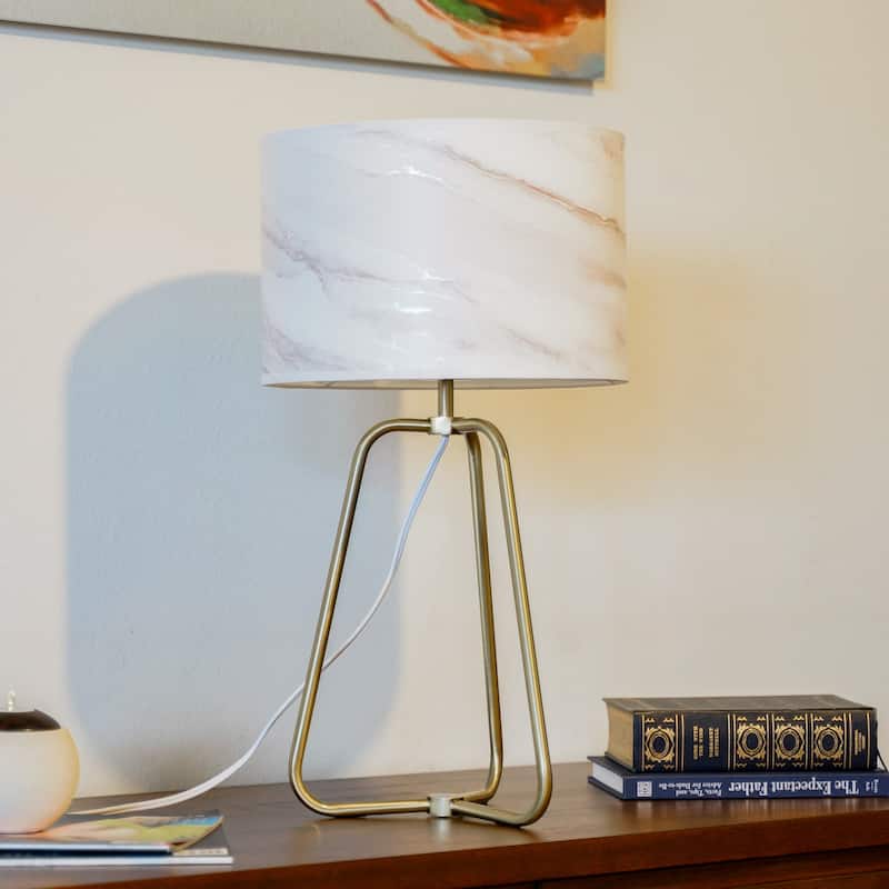 Small Modern Stylish Bronze Marble Lampshade Table Lamp