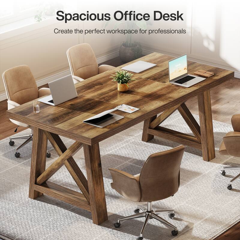 63 Inch Large Home Office Desk Computer Desk with X-Shaped Legs