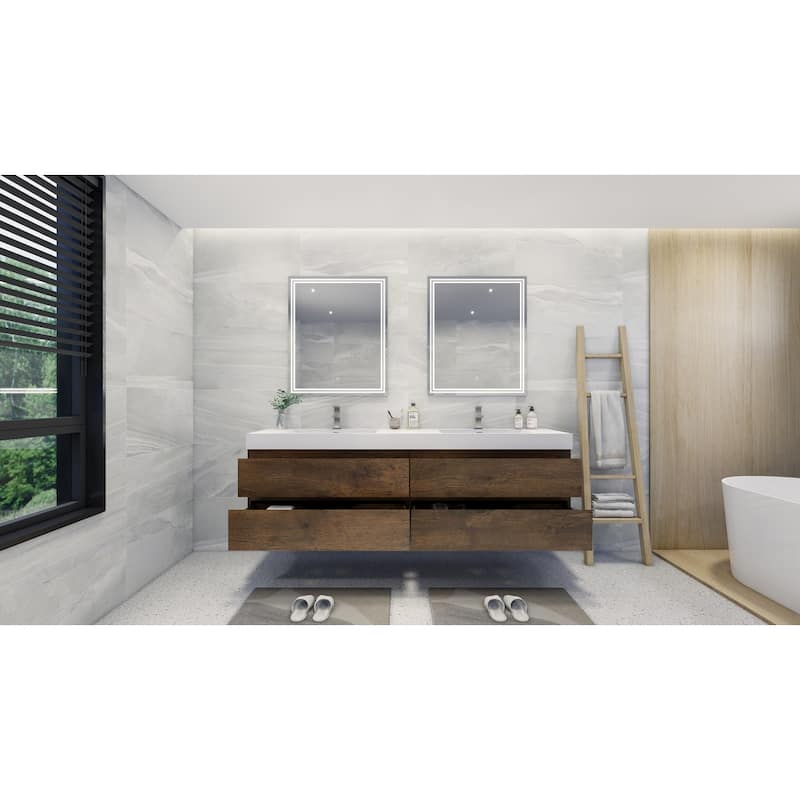 Baillie 84'' Wall-Mounted Vanity with Double Reinforced Acrylic Sink