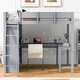 preview thumbnail 19 of 33, Full Size Solid Wood Loft Bed with Desk and Shelf for Kids