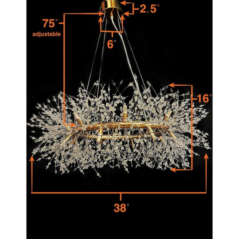 Crystal Chandelier 38" Firework Lighting Starburst Pendant light