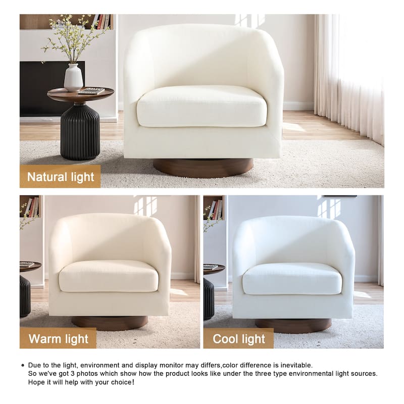 2 Set Modern Wide Round Swivel Accent Barrel Chairs