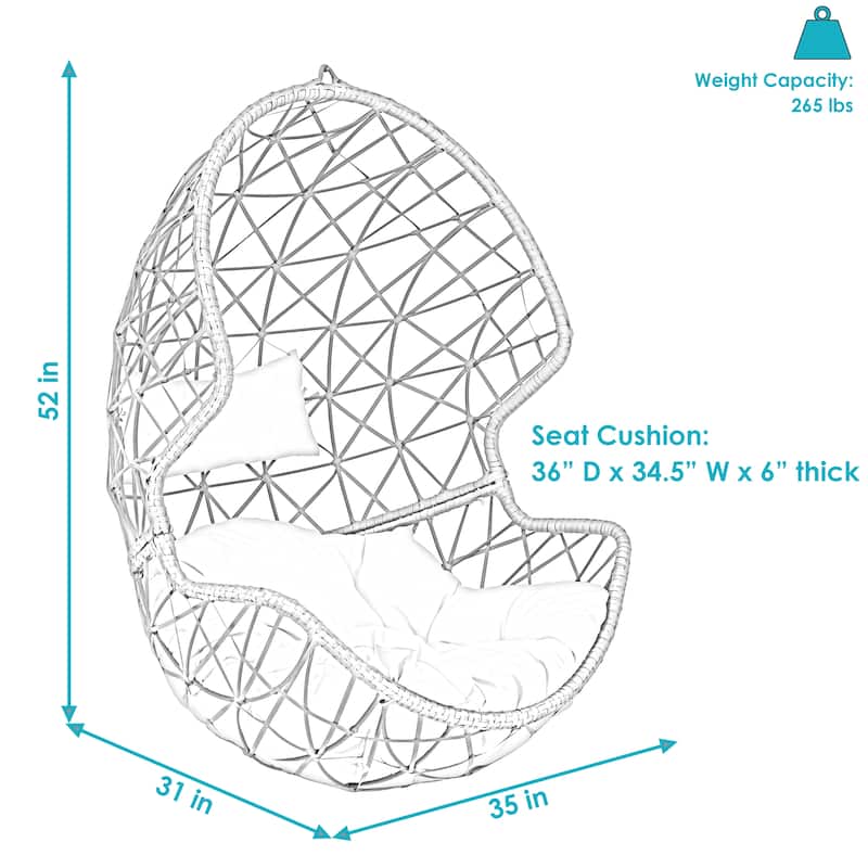 Hanging Basket Egg Chair Swing - Resin Wicker - Gray Cushions