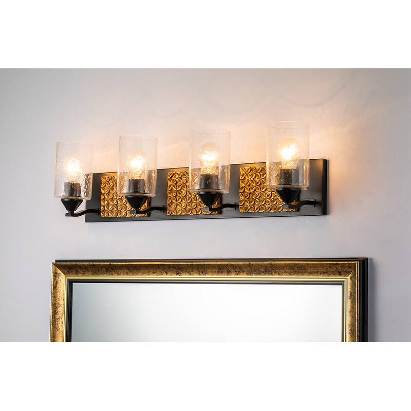 4 Light Bath/Vanity in Black and Gold