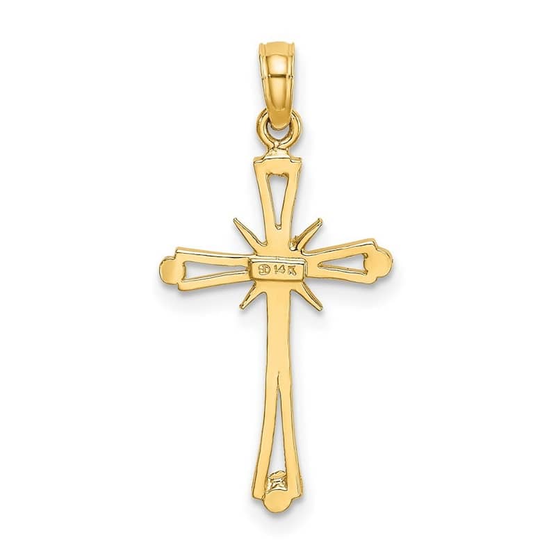 Curata 14k Yellow Gold Diamond-cut Cut-out Polished Starburst Cross Necklace 16mm x 21.6mm
