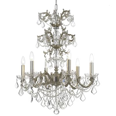 Highland Park 6 Light Swarovski Olde Silver Chandelier - 24.5'' W x 30'' H - 24.5'' W x 30'' H