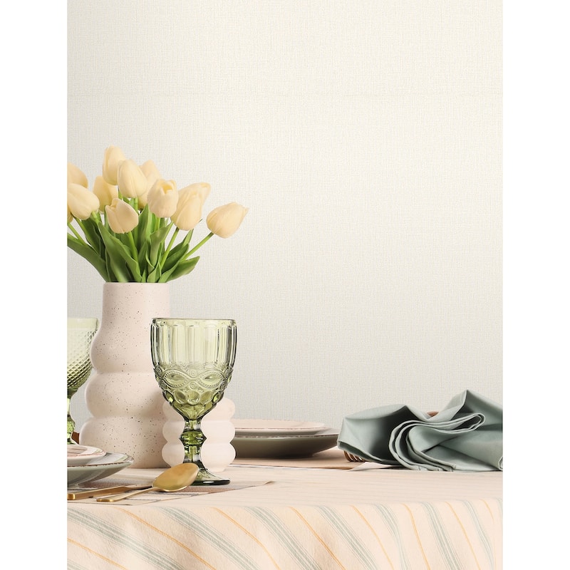 Chesapeake Sonia Bone Faux Linen Wallpaper