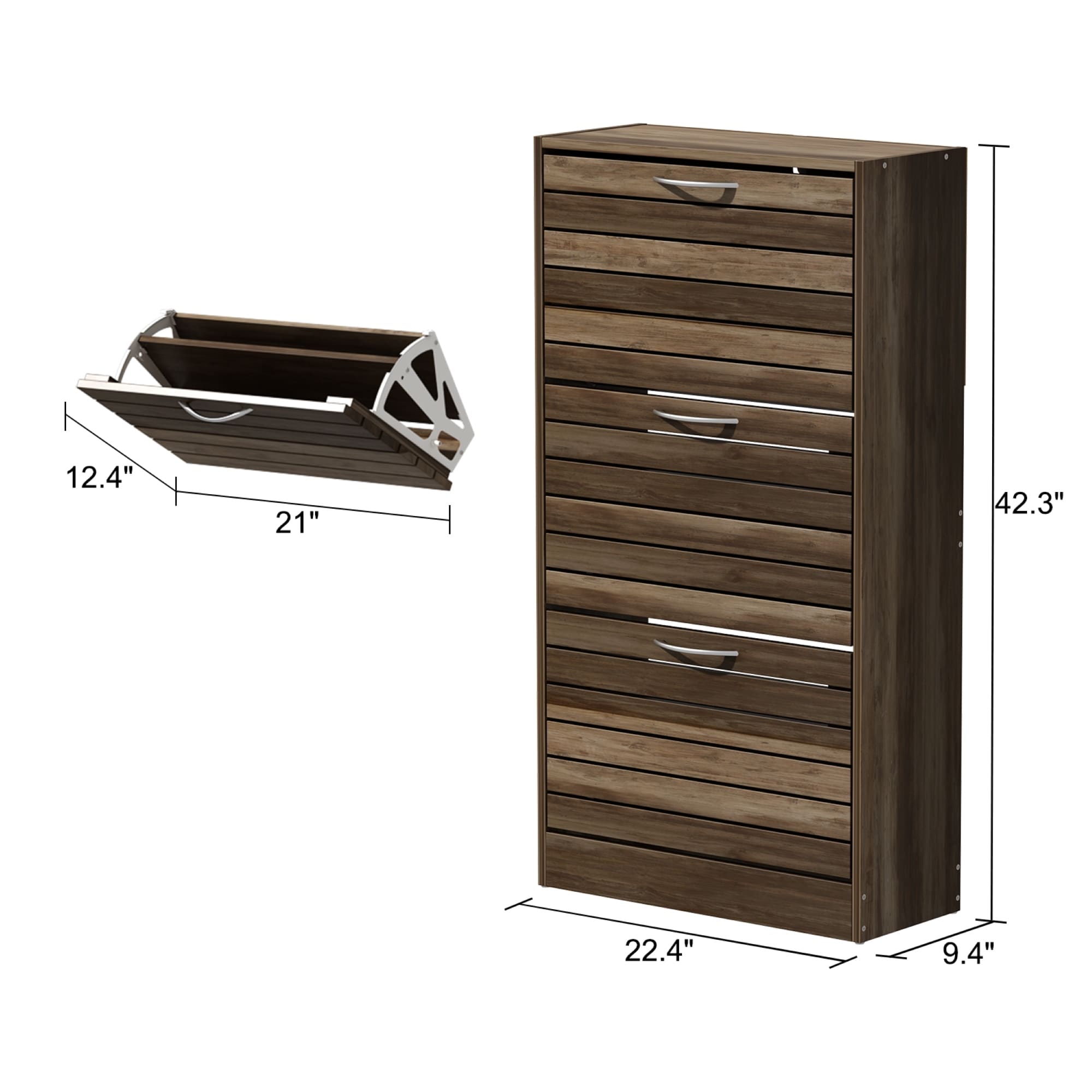 Shoe Cabinet Narrow Shoe Cabinet with 3 Flip Door Space Saving 3