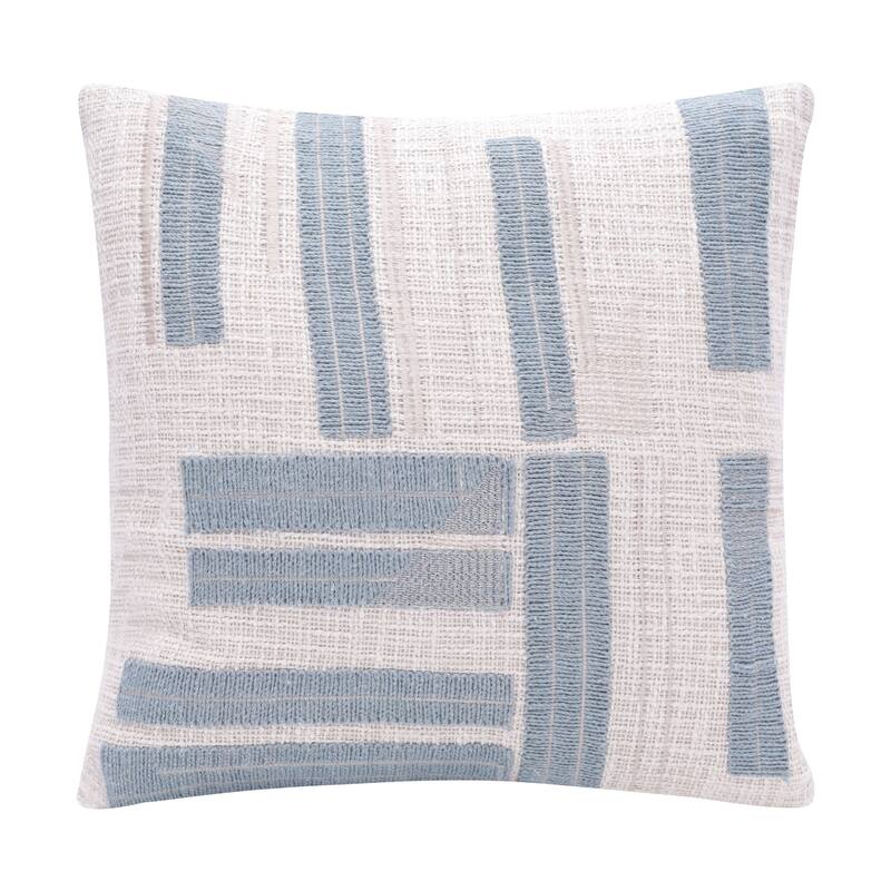 Sevita Stacy Garcia Modern Geometric Handmade Decorative Throw Pillow - Ocean Blue/Ivory