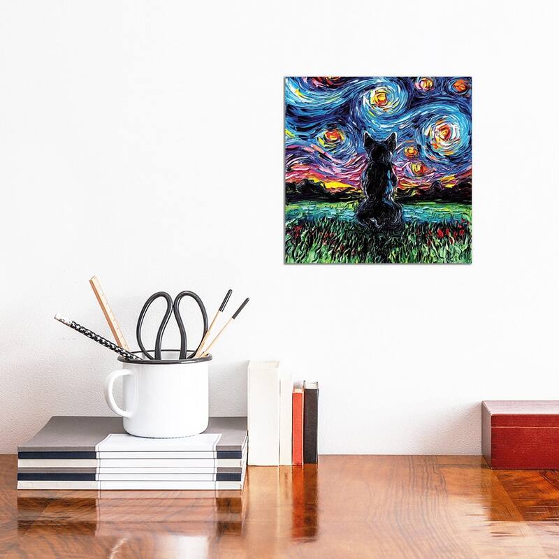 iCanvas "French Bulldog Night" by Aja Trier Canvas Print - 12x12x0.75