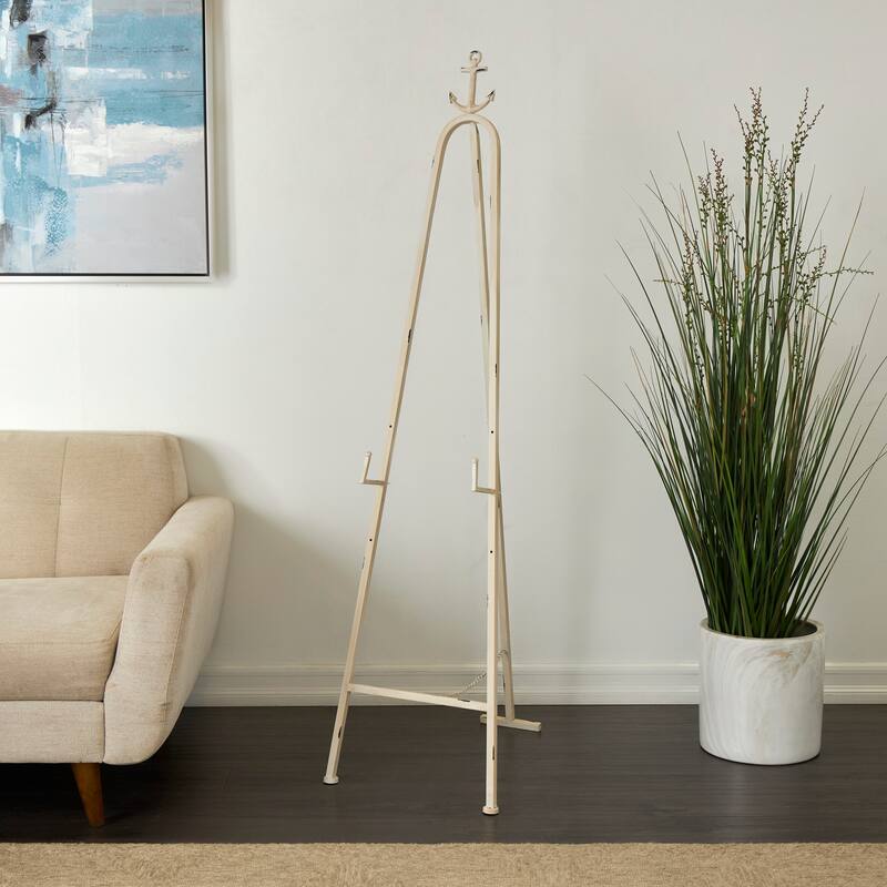 White Metal Tall Adjustable Display Stand 3 Tier Anchor Easel with Foldable Stand and Chain Support