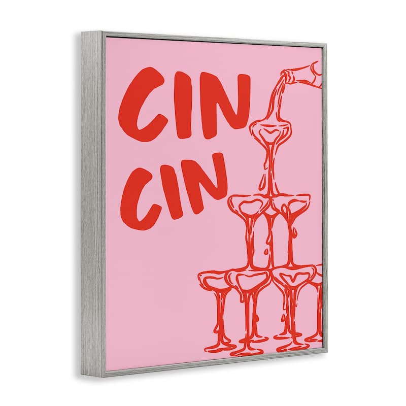 Stupell Cin Cin Champagne Tower Framed Giclee Art Design By House of Lulu