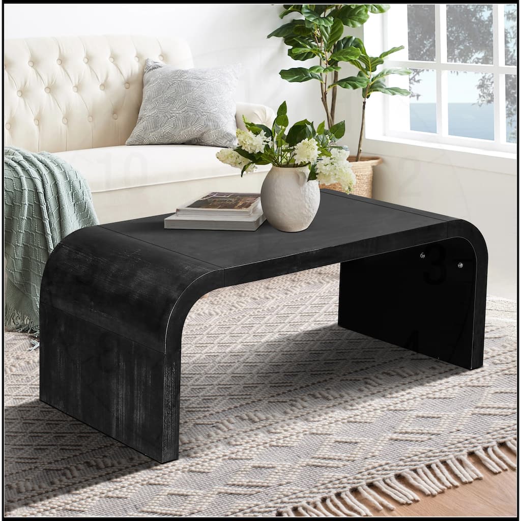 Farmhouse Vintage Crafts Coffee Table,Curved Art Deco Design