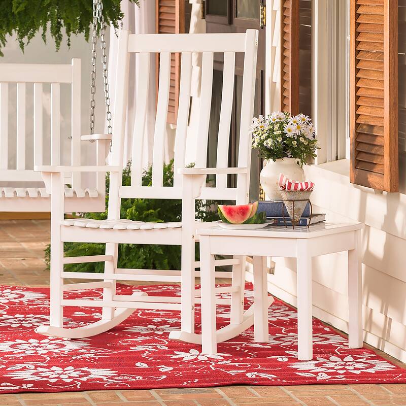 Slatted Eucalyptus Wood Rocker - White