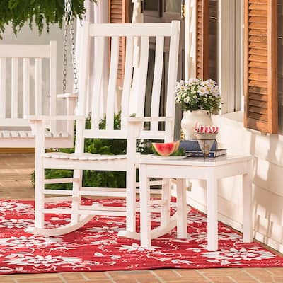 Slatted Eucalyptus Wood Rocker - White