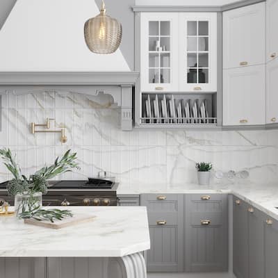 Apollo tile 16" x 48" Strata Matte White Gray Ceramic Tile (15.5 sq ft/case) - 3 Pack